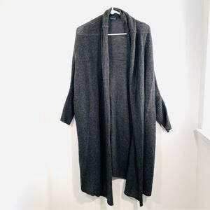 Turkish T Dark Gray 100% Cashmere Long Open Front Sweater Cardigan One Size